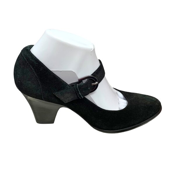 Via Spiga Black Suede Cone Heel Mary‎ Jane Pumps - Picture 4 of 10